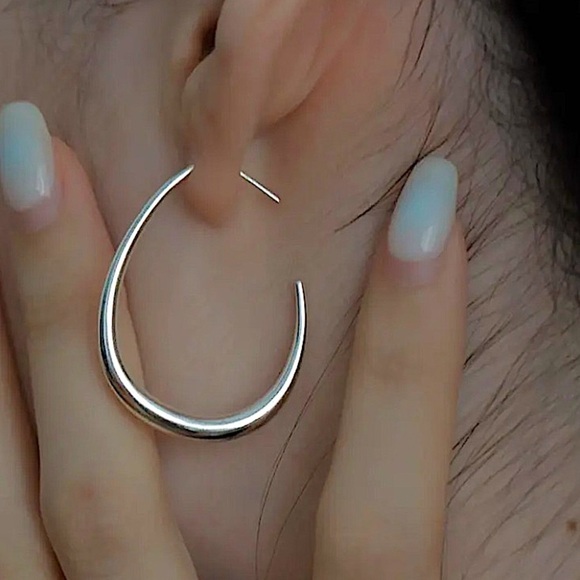 Sterling Silver Hoop Minimalist Earrings - Picture 1 of 3